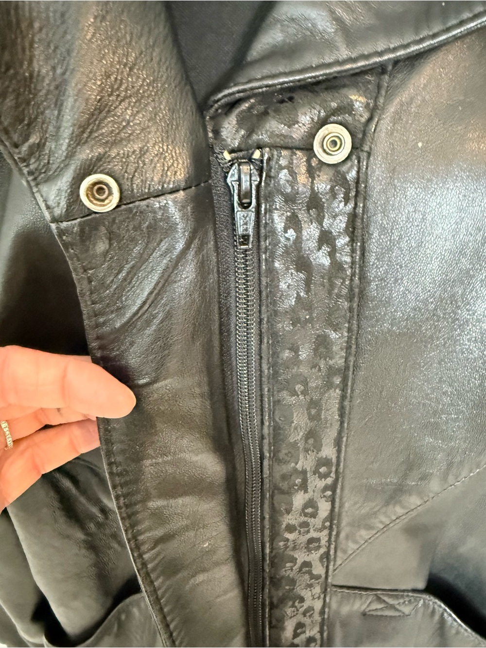 BRAEMAR Diane Charles Vintage 80’s Black Leather Jacket Zipper Oversized Medium - Picture 7 of 14